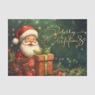 Artisitc Santa Illustration Weihnachten Rotes Grün Seidenpapier