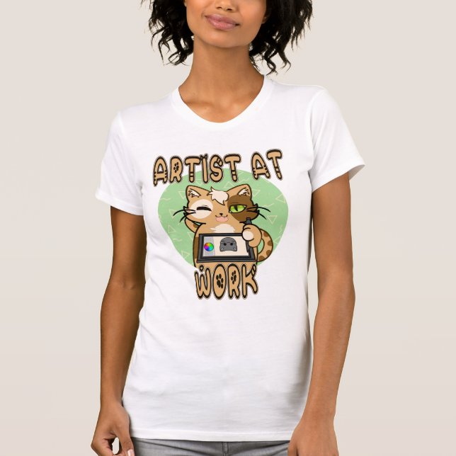Artist at work cute cat design T-Shirt (Vorderseite)