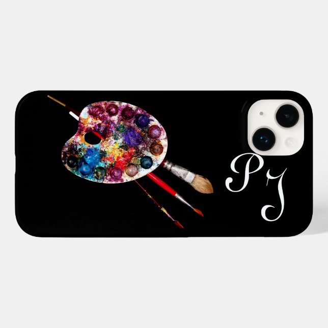 ARTIST FARBE PALETTE MONOGRAMM Black Case-Mate iPhone Hülle (Rückseite (Horizontal))