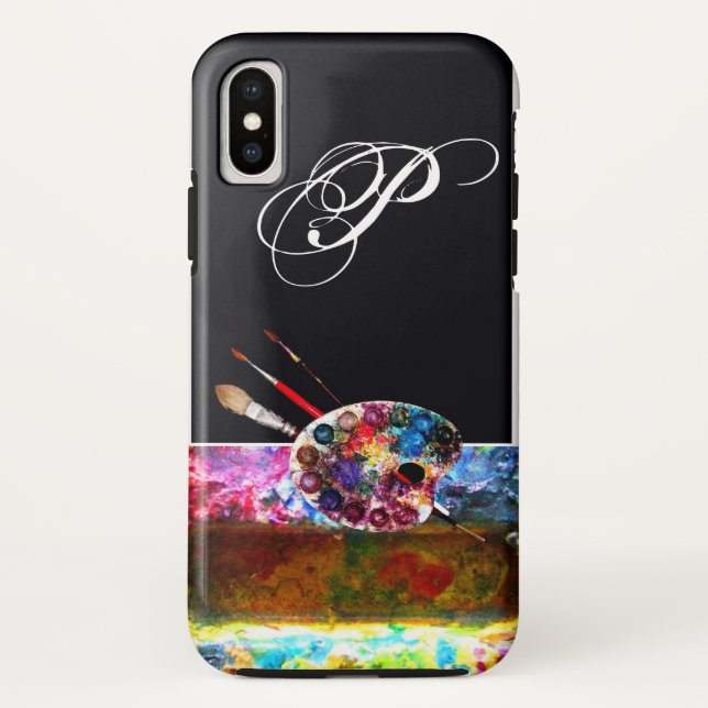 ARTIST FARBE PALETTE MONOGRAMM Black Case-Mate iPhone Hülle (Rückseite)