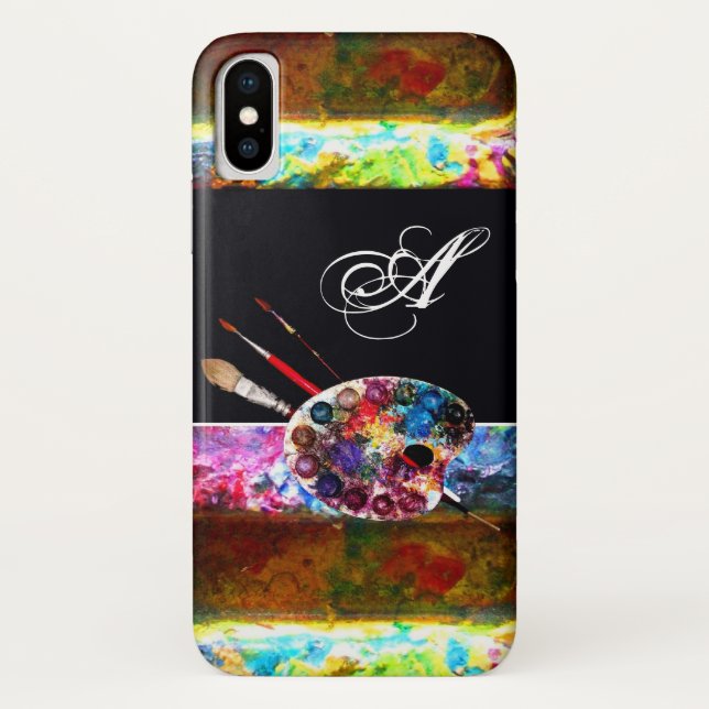 ARTIST FARBE PALETTE MONOGRAMM Black Case-Mate iPhone Hülle (Rückseite)