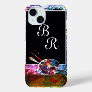 ARTIST FARBE PALETTE MONOGRAMM Black iPhone 15 Hülle