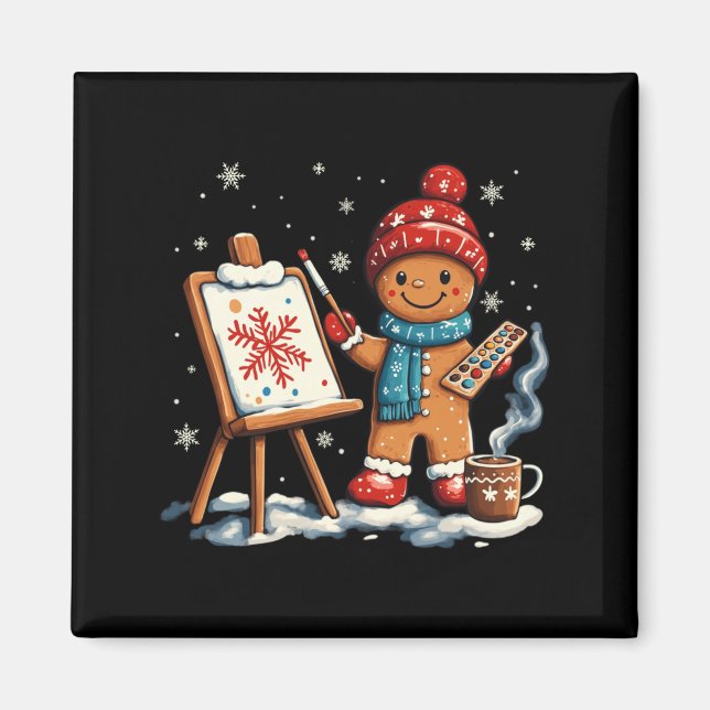 Artist Gingerbread Painter Art Teacher Student Chr Magnet (Vorne)