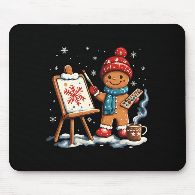 Artist Gingerbread Painter Art Teacher Student Chr Mousepad (Vorne)