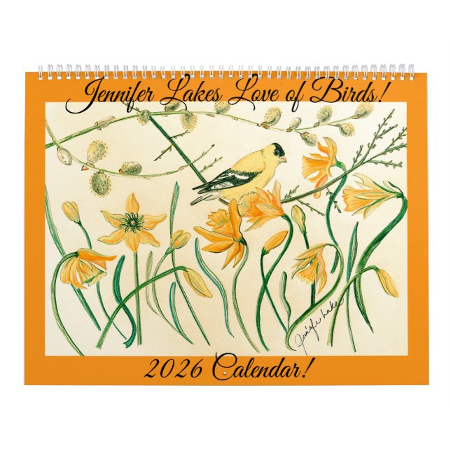 Artist Jennifer Lake's Bird Calendar 2026 Kalender (Titelbild)