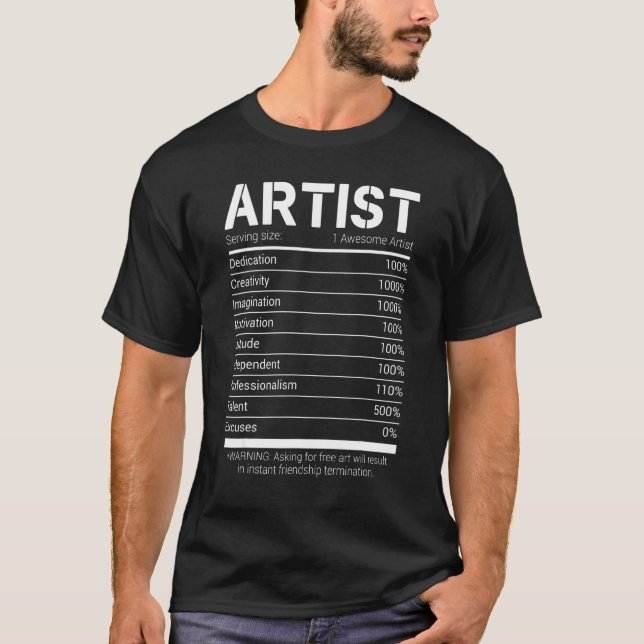 Artist Nutritional Facts   Job Profession T-Shirt (Vorderseite)