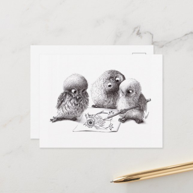 Artist Owls Postkarte (Vorderseite/Rückseite Beispiel)
