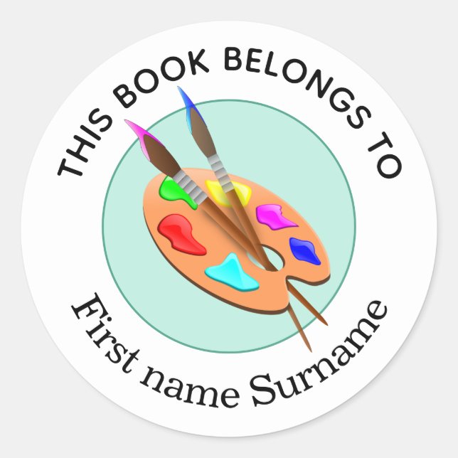 Artist Palette Dieses Buch gehört zu Personalisier Runder Aufkleber (Vorderseite)