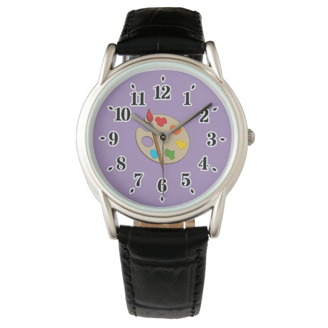 Artist Palette mit Pinsel Armbanduhr (Vorderseite)