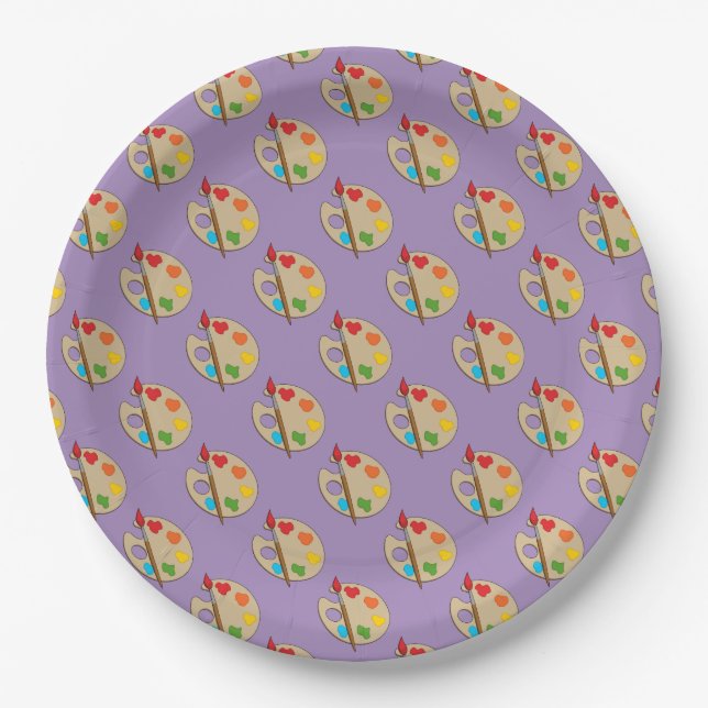 Artist Palette mit Pinsel Pappteller (Vorderseite)