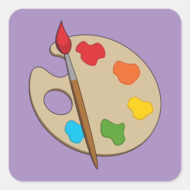 Artist Palette mit Pinsel Quadratischer Aufkleber (Vorderseite)