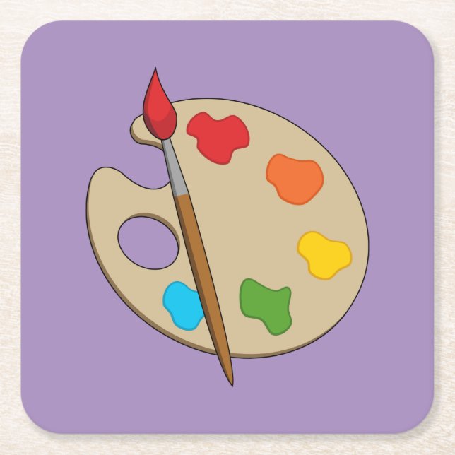 Artist Palette mit Pinsel Rechteckiger Pappuntersetzer (Vorderseite)