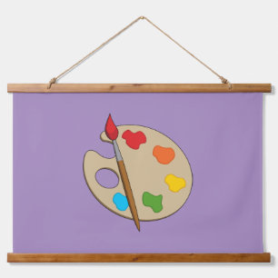 Artist Palette mit Pinsel Wandteppich Mit Holzrahmen