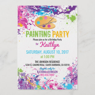 Artist Palette Paint Splashes Geburtstag Einladung