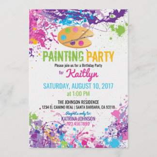 Artist Palette Paint Splashes Geburtstag Einladung