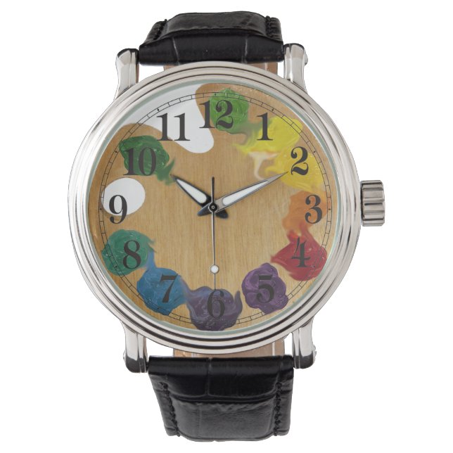 Artist Palette Regenbogen Armbanduhr (Vorderseite)
