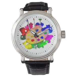 Artist Palette und Pinsel Armbanduhr