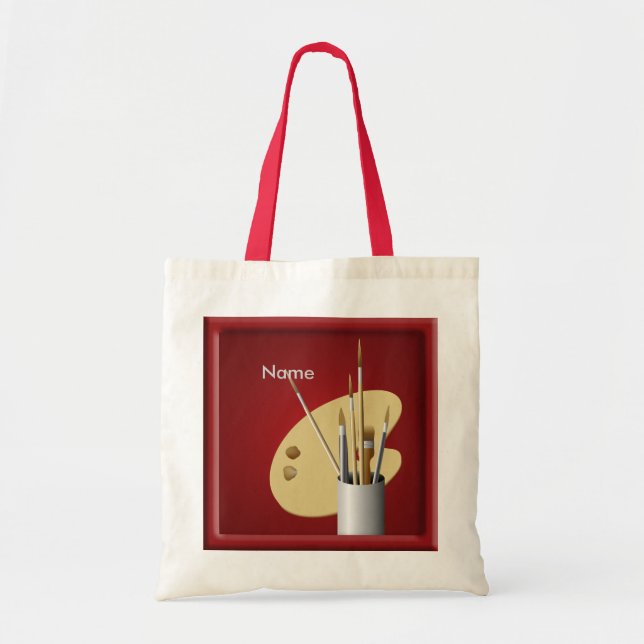 Artist Palette und Pinsel Red Budget Tote Bag Tragetasche (Vorne)