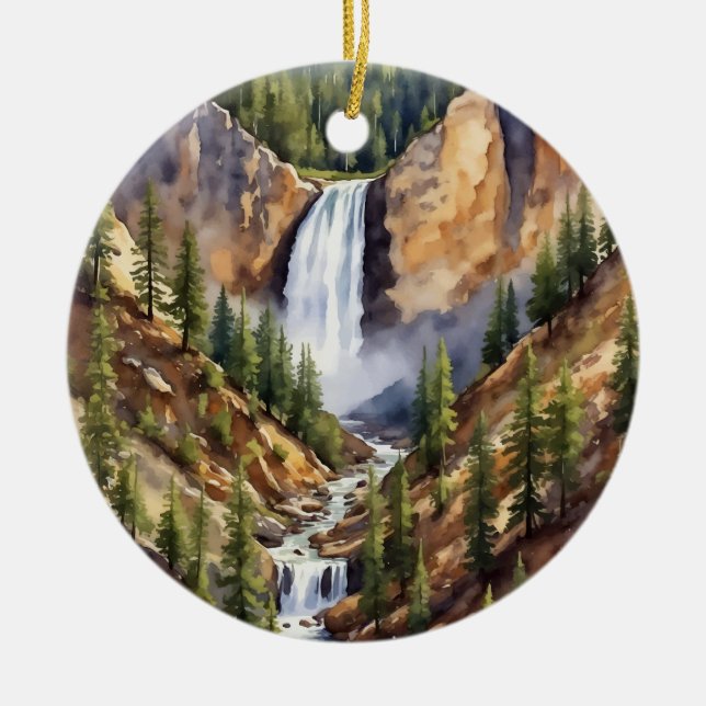 Artist Point Yellowstone Nationalpark Wasserfarben Keramik Ornament (Vorne)