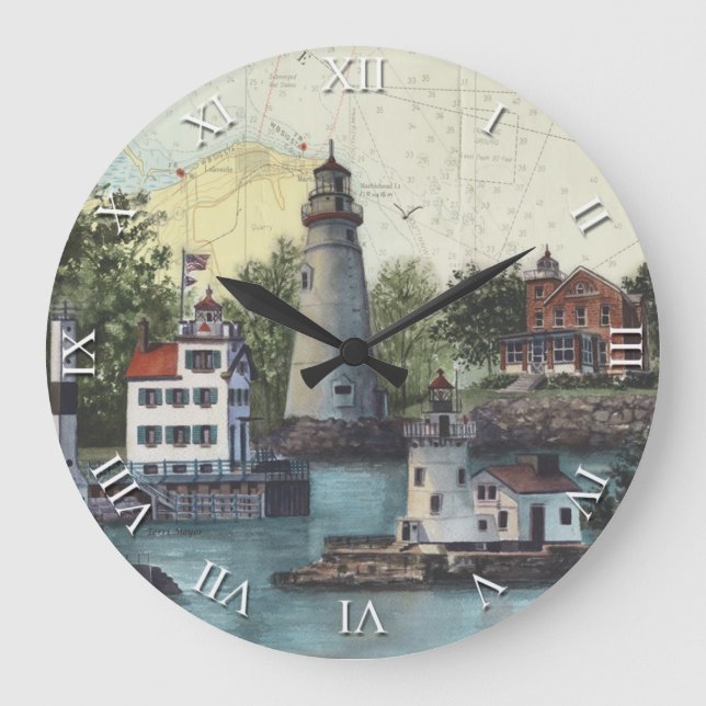 Artist Series Clock - The Guiding Lights of Ohio Große Wanduhr (Vorderseite)