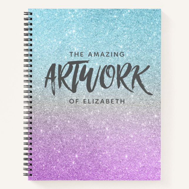 Artist Sketchbook Elegante Lila Glitzer Notizbuch (Vorderseite)