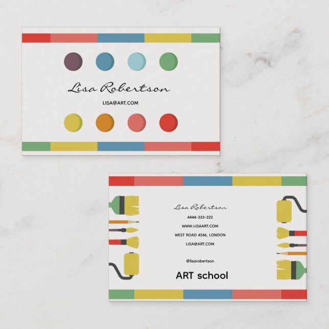 Artist Studio Art Zeichn School Teacher Palette Ca Visitenkarte (Vorne/Hinten)