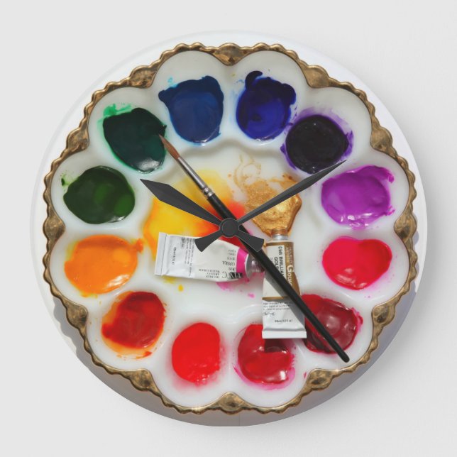 Artist Wasserfarbe Palette Uhr Was hat Eier? (Vorderseite)