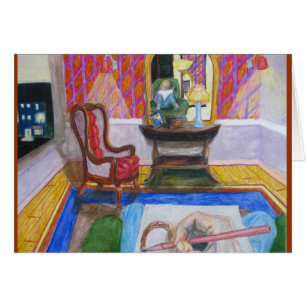 Artiste dans la chambre avec la chaise rouge