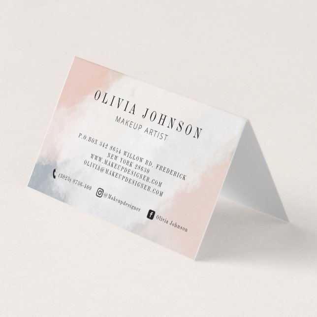 Artiste de maquillage Cartes de visite Crème rose  (Devant)