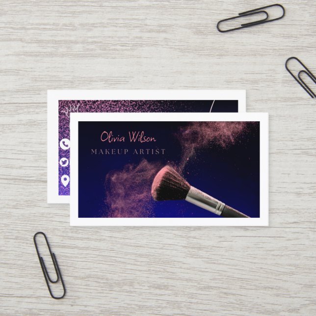 Artiste de maquillage professionnel Cartes de visi (Devant/Arrière en situation)