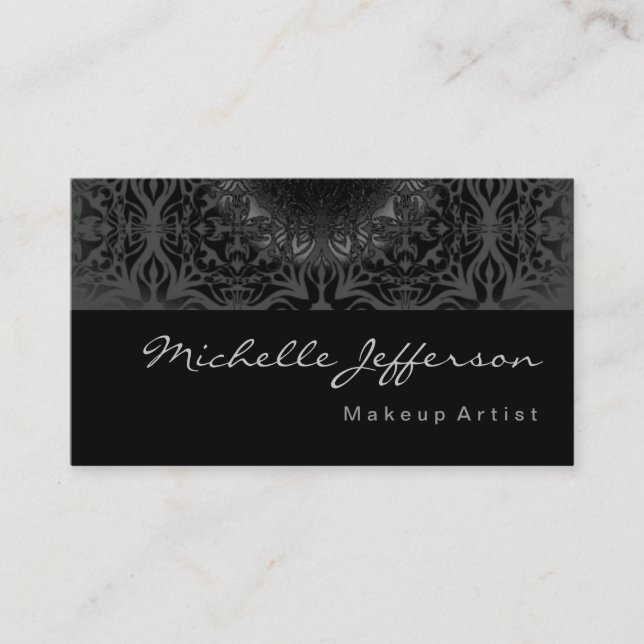 Artiste maquillage Motif gris Carte de visite noir (Devant)