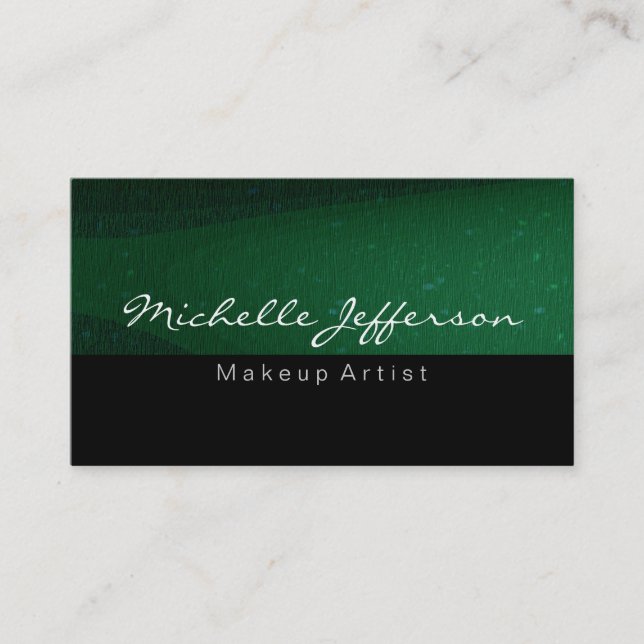 Artiste maquillage noir vert Carte de visite uniqu (Devant)