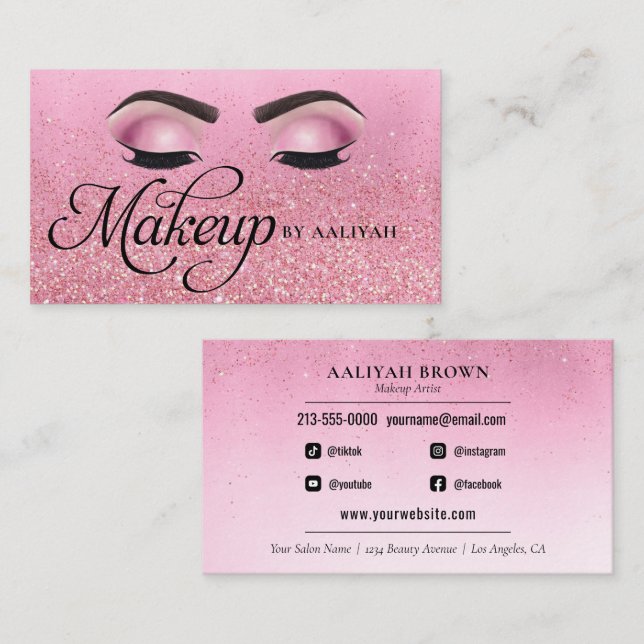 Artiste maquillage Rose de luxe Red Glam Carte de  (Devant / Derrière)