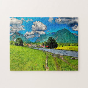 Artiste paysagiste Peint Paysage Montagnes Puzzle