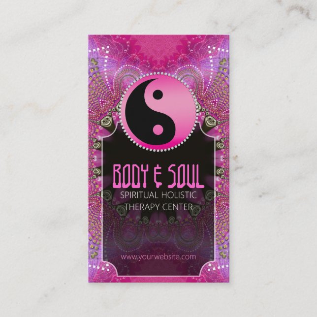 Artiste rose YinYang Nouvel Age Yoga Cartes de vis (Devant)