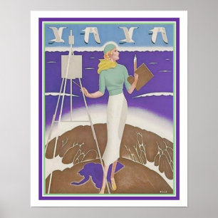 "Artiste sur la plage" Gallois Déco Imprimer 16x20