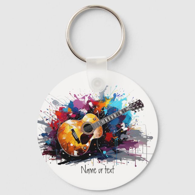 Artistic Abstract Guitar Music Lover's Art  Schlüsselanhänger (Vorderseite)