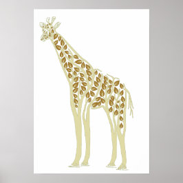 Artistic African Giraffe Tree Blätter Nature Theme Poster