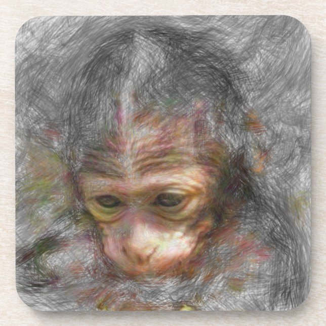 artistic animal monkey baby getränkeuntersetzer (Vorderseite)