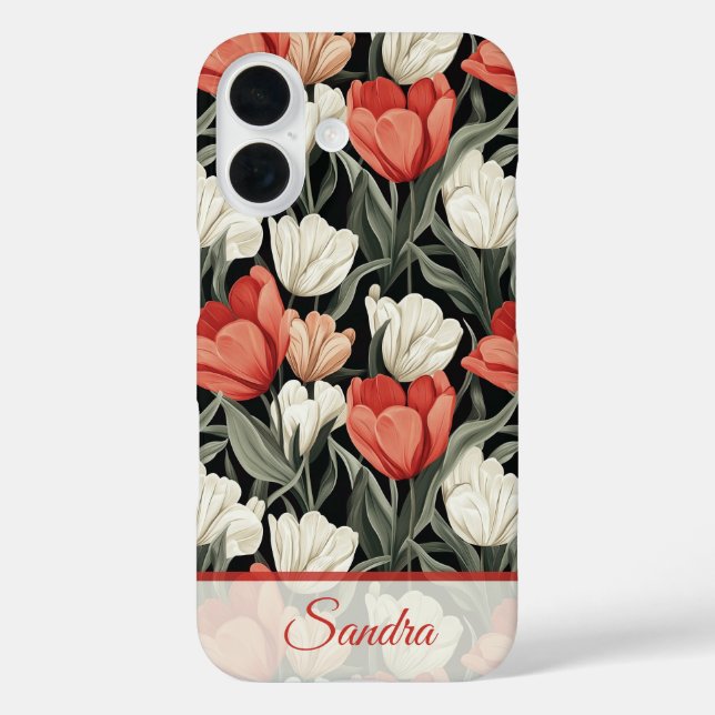 Artistic Anniversary Gift Tulip Custom iPhone 16 Hülle (Rückseite)