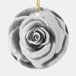 Artistic Big White Rose Keramik Ornament