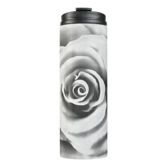 Artistic Big White Rose Thermosbecher (Vorderseite)