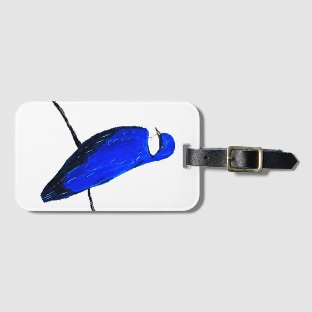 Artistic Blue Bird Tree Schlucken Gepäckanhänger (Vorderseite (Horizontal))