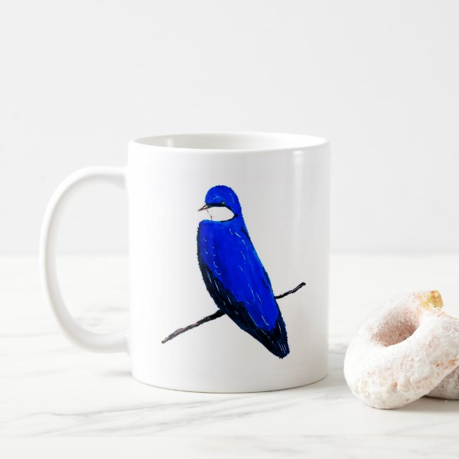 Artistic Blue Bird Tree Schlucken Kaffeetasse (Mit Donut)
