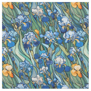 Artistic Blue Irises Stoff