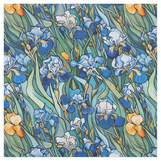 Artistic Blue Irises Stoff (Nahaufnahme)