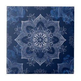 Artistic Boho Navy Blue Mandala Fliese