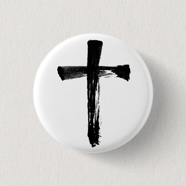 Artistic Brush Cross Christlich Jesus God Crucifix Button (Vorderseite)