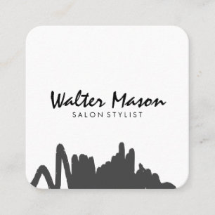 Artistic Brushed Gray Scribble Quadratische Visitenkarte