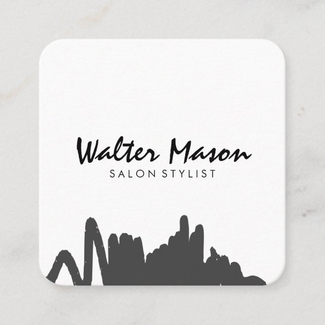 Artistic Brushed Gray Scribble Quadratische Visitenkarte (Vorderseite)